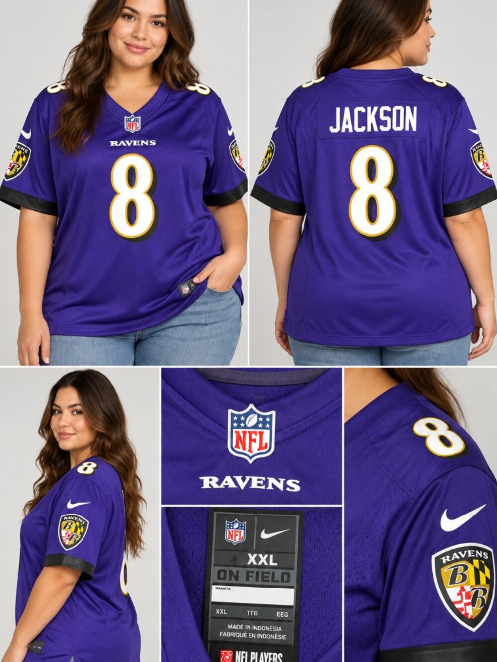 Nike Ravens Jackson #8 Purple NFL On Field Jersey Women’s XXL NWT